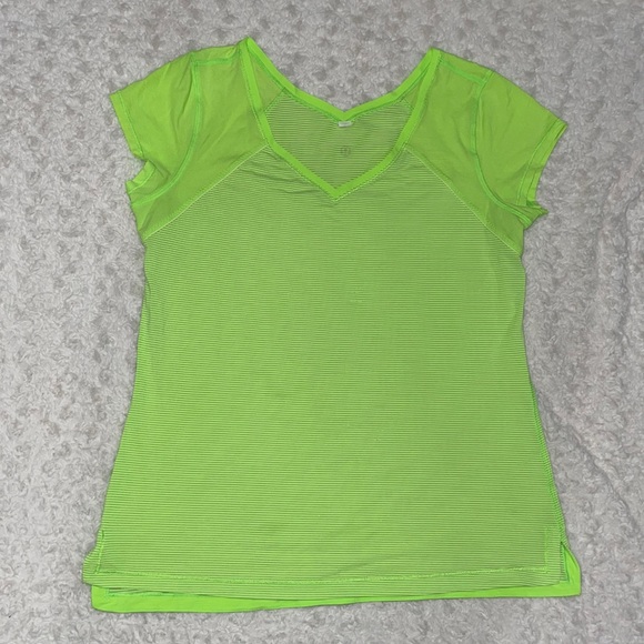 Lululemon Neon Green short sleeve V-Neck Active Shirt IUC. M/L - Picture 2 of 11